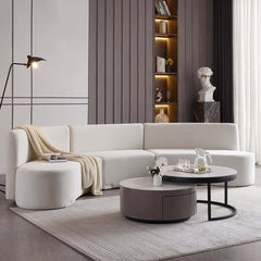 Modern White Velvet Curved Modular Sectional Sofa