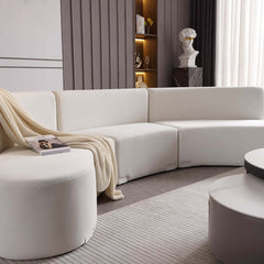 Modern White Velvet Curved Modular Sectional Sofa