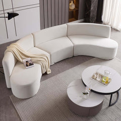 Modern White Velvet Curved Modular Sectional Sofa Main Product Image