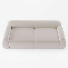 Modern White Velvet Sofa With Square Arms