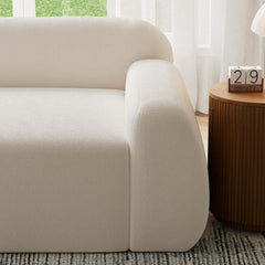 Modern White Velvet Sofa With Square Arms