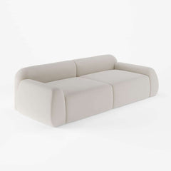 Modern White Velvet Sofa With Square Arms