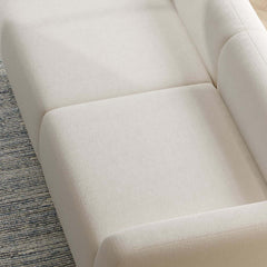 Modern White Velvet Sofa With Square Arms
