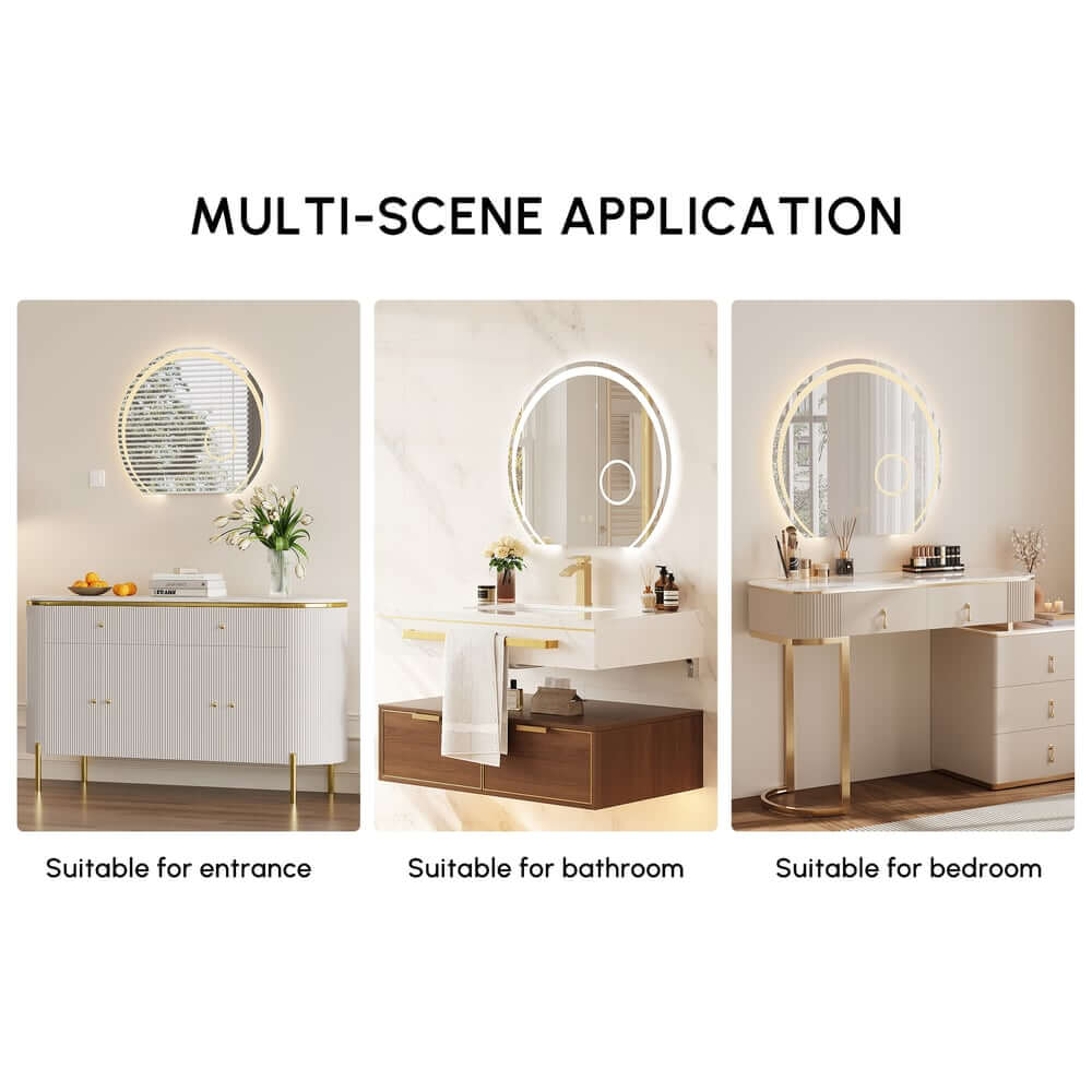 Modern White & Walnut Floating Bathroom Vanity with Sintered Stone Top