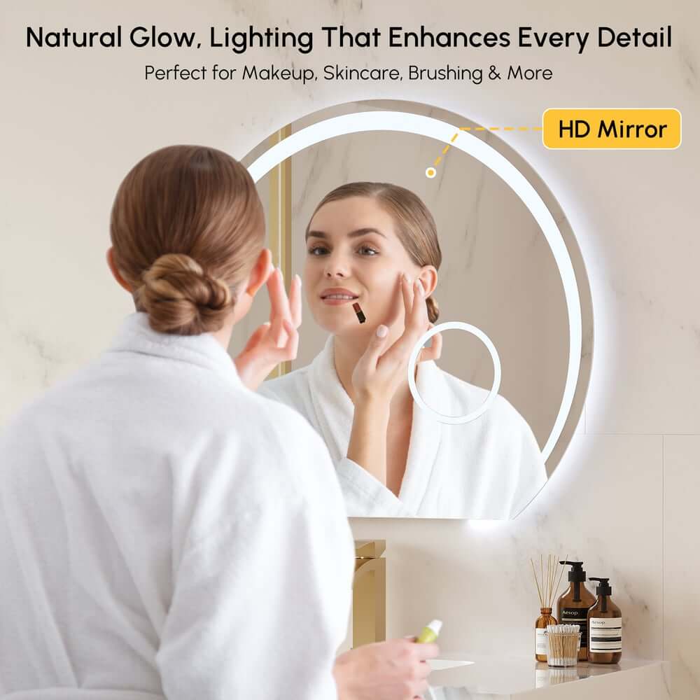 Modern White & Walnut Floating Bathroom Vanity with Sintered Stone Top