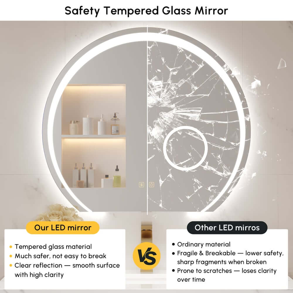 Modern White & Walnut Floating Bathroom Vanity with Sintered Stone Top