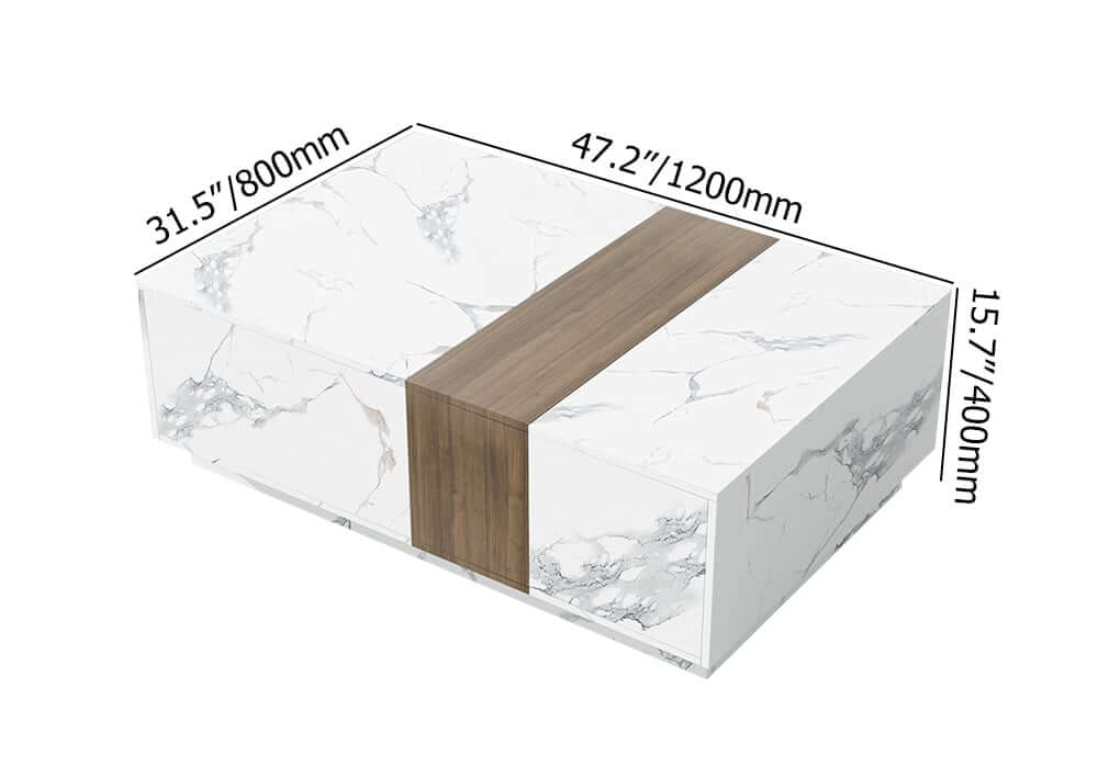Modern White & Walnut TV Stand With 4 Drawers, MDF Dimensions