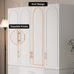 Modern White Wardrobe with 6 Doors and 3 Drawers for Ample Storage