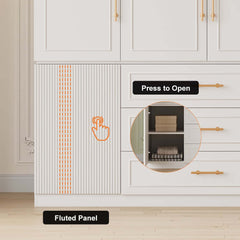 Modern White Wardrobe with 6 Doors and 3 Drawers for Ample Storage