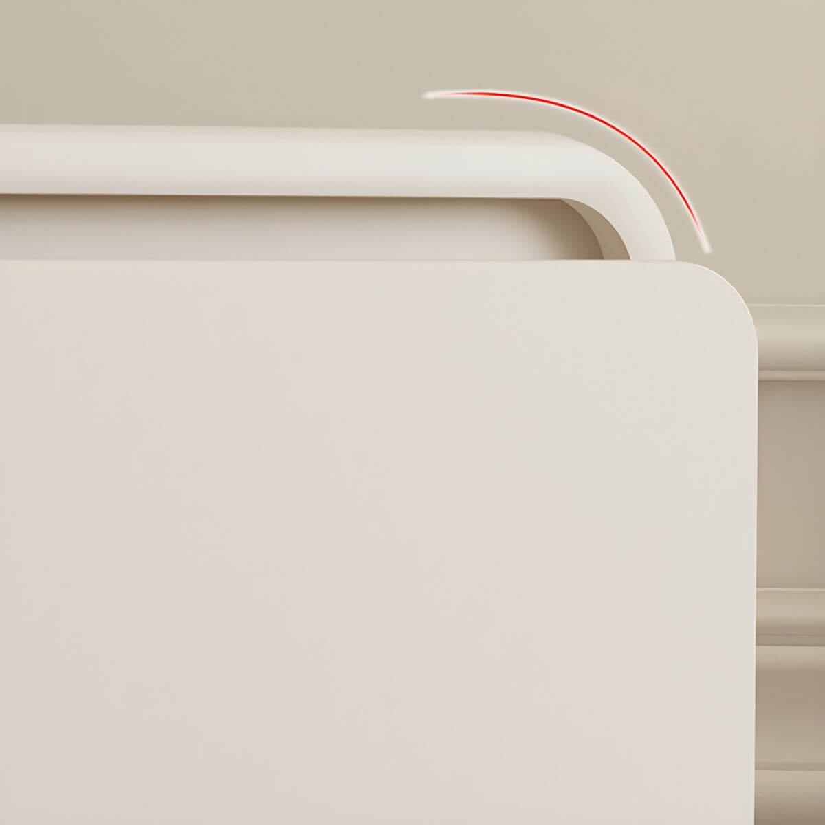 Modern White Wood Kids Nightstand with 2 Drawers and Rounded Edges