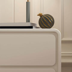 Modern White Wood Kids Nightstand with 2 Drawers and Rounded Edges