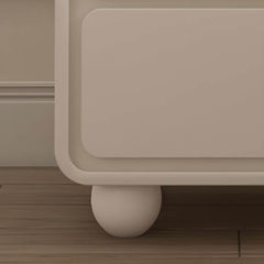 Modern White Wood Kids Nightstand with 2 Drawers and Rounded Edges