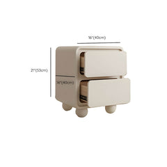Modern White Wood Kids Nightstand with 2 Drawers and Rounded Edges Dimensions