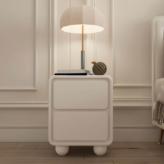 Modern White Wood Kids Nightstand with 2 Drawers and Rounded Edges Main Product Image