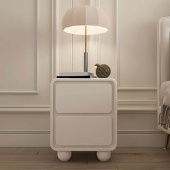 Modern White Wood Kids Nightstand with 2 Drawers and Rounded Edges Main Product Image