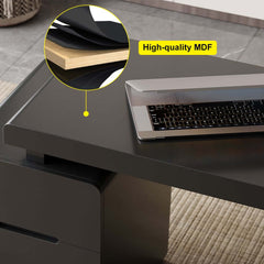 Modern White Writing Desk with Three Drawers and Trestle Base