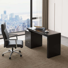 Modern White Writing Desk with Three Drawers and Trestle Base