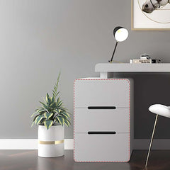 Modern White Writing Desk with Three Drawers and Trestle Base