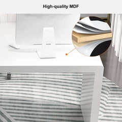 Modern White Writing Desk with Three Drawers and Trestle Base