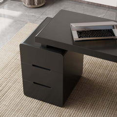 Modern White Writing Desk with Three Drawers and Trestle Base