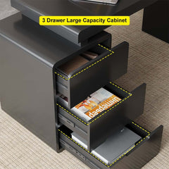 Modern White Writing Desk with Three Drawers and Trestle Base