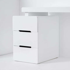 Modern White Writing Desk with Three Drawers and Trestle Base