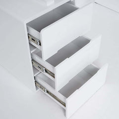 Modern White Writing Desk with Three Drawers and Trestle Base