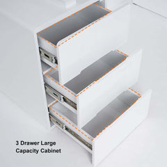 Modern White Writing Desk with Three Drawers and Trestle Base