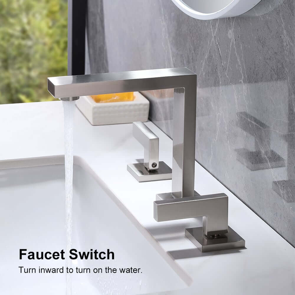 Modern Widespread Bathroom Faucet in Brushed Gold or Nickel