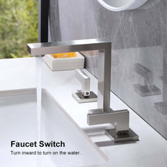 Modern Widespread Bathroom Faucet in Brushed Gold or Nickel