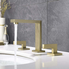 Modern Widespread Bathroom Faucet in Brushed Gold or Nickel