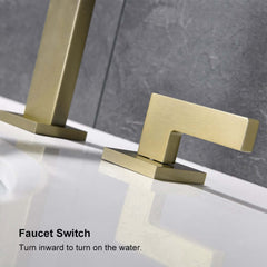 Modern Widespread Bathroom Faucet in Brushed Gold or Nickel