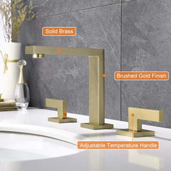 Modern Widespread Bathroom Faucet in Brushed Gold or Nickel