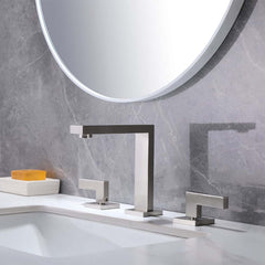 Modern Widespread Bathroom Faucet in Brushed Gold or Nickel