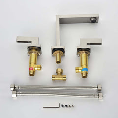 Modern Widespread Bathroom Faucet in Brushed Gold or Nickel