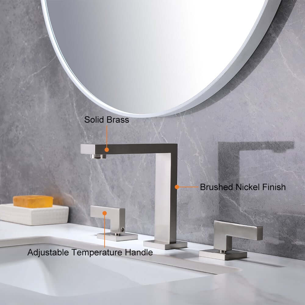 Modern Widespread Bathroom Faucet in Brushed Gold or Nickel