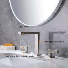 Modern Widespread Bathroom Faucet in Brushed Gold or Nickel
