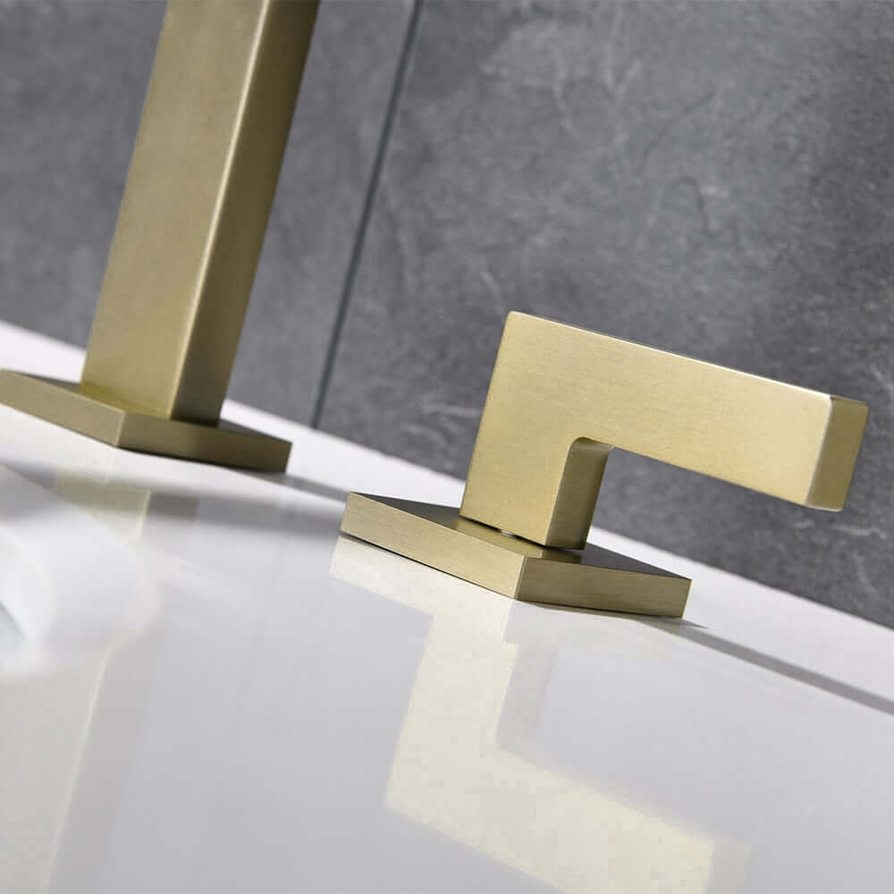 Modern Widespread Bathroom Faucet in Brushed Gold or Nickel