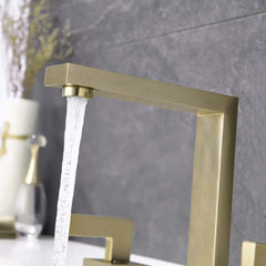 Modern Widespread Bathroom Faucet in Brushed Gold or Nickel