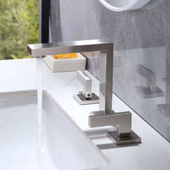 Modern Widespread Bathroom Faucet in Brushed Gold or Nickel