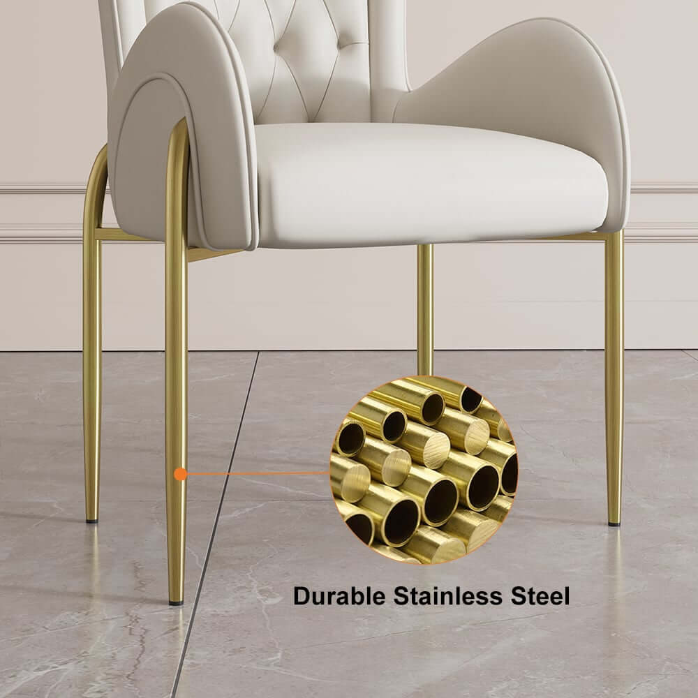 Modern Wingback Arm Chair Set with Gold Stainless Steel Legs