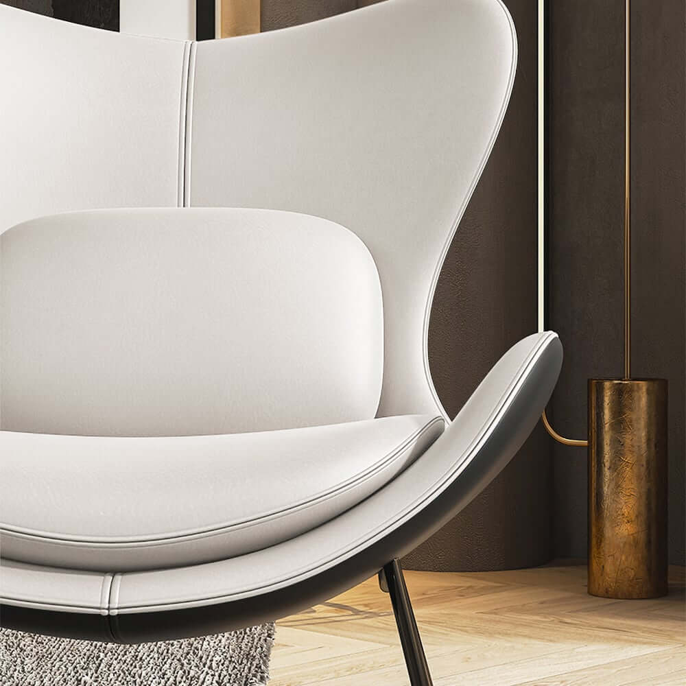 Modern Wingback Faux Leather Chair With Pillow Back