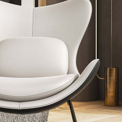 Modern Wingback Faux Leather Chair With Pillow Back