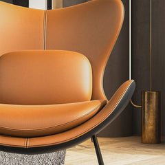 Modern Wingback Faux Leather Chair With Pillow Back