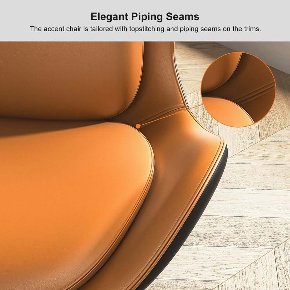 Modern Wingback Faux Leather Chair With Pillow Back