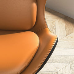Modern Wingback Faux Leather Chair With Pillow Back