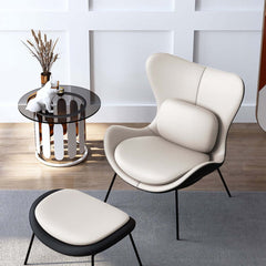 Modern Wingback Faux Leather Chair With Pillow Back