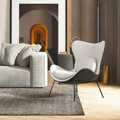 Modern Wingback Faux Leather Chair With Pillow Back