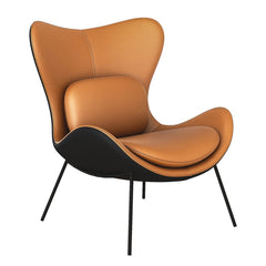 Modern Wingback Faux Leather Chair With Pillow Back