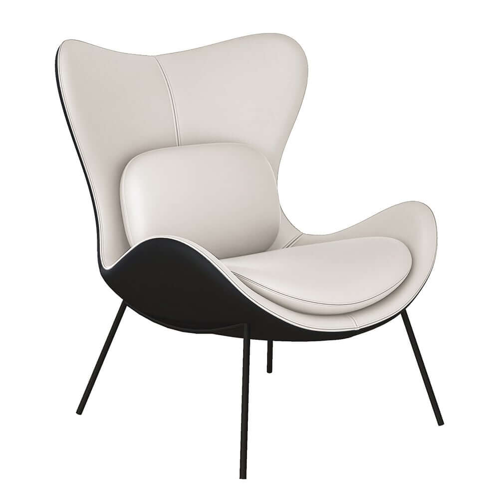 Modern Wingback Faux Leather Chair With Pillow Back